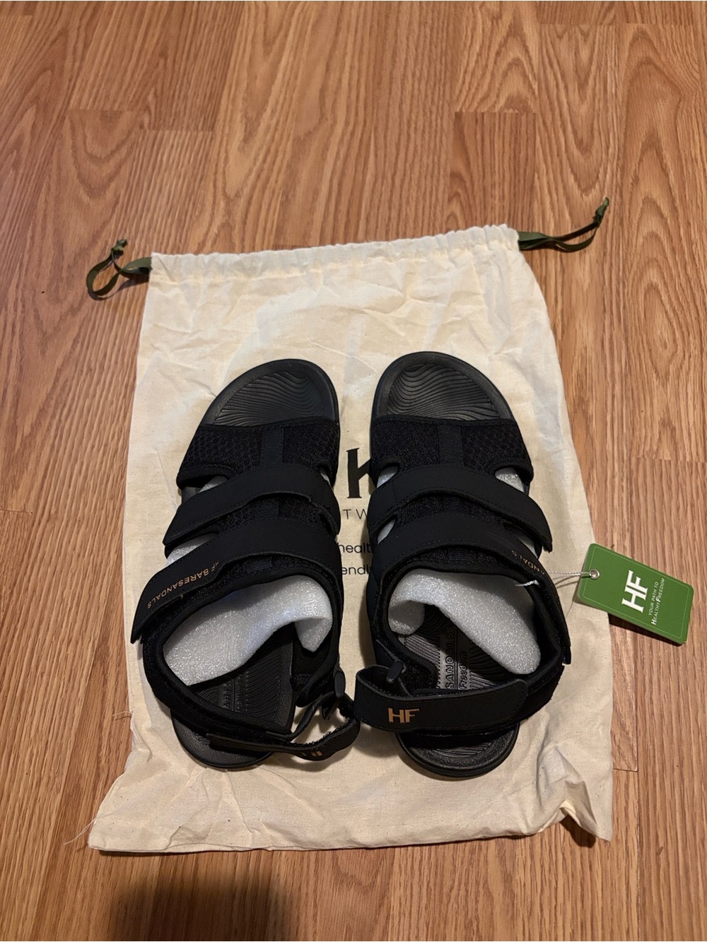 HF Women’s Black Comfort Sandals with Adjustable Straps